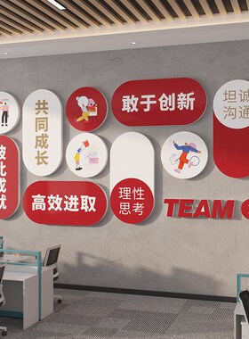 企业公司创意文化墙办公室墙贴标语团队激励墙面装饰氛围布置高级