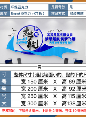 办公室背景墙装饰公司文化墙贴企业形象名字设计定制布置激励标语
