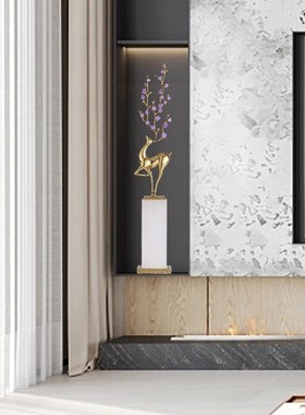 客厅紫水晶高档鹿摆件酒柜电视柜两边入户玄关细长型竖高装饰礼品