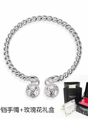 正品999纯银铛一步一响手镯女开 口银镯9子2025新款双足宫铃实铃