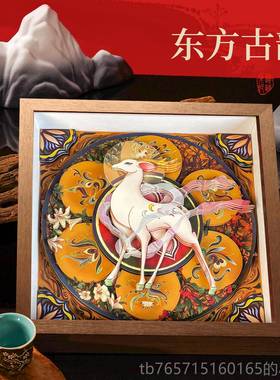 高档鹿福福禄创意桌面摆件遗非手工艺品招财礼品新中长式客厅装饰