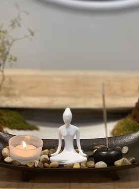 美容床上摆件摆件装饰美容床装饰摆件组合香薰炉带托盘装饰小摆件