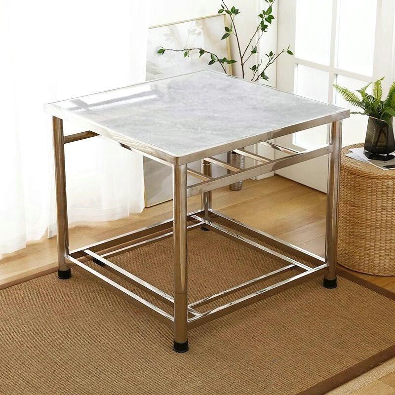 不锈钢烤火桌子家用组装多功能取暖吃饭可折叠餐桌加厚正方形新款 - 图1