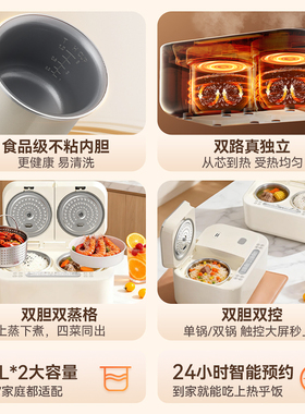 钻石牌双胆电饭煲左右独立烹饪食品级内胆家用智能电饭锅煲汤锅
