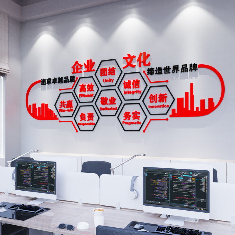公司企业文化墙贴纸会议室激励志标语办公室背景墙面装饰品3d定制,淘宝优惠券,粉丝福利购,淘宝优惠卷