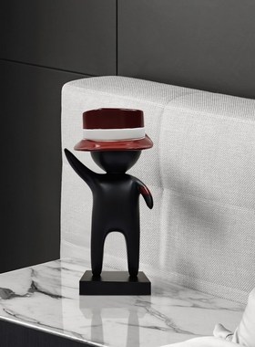 现代样板间售楼处卡通抽象吹泡泡人物雕塑装饰客厅落地摆件