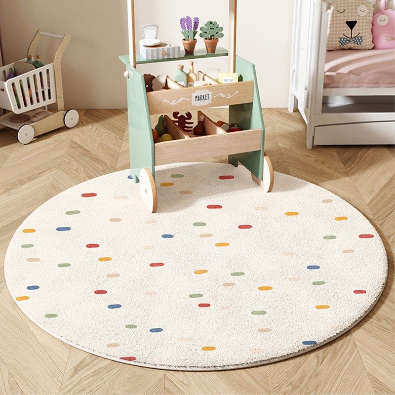 奶油风客厅地毯圆形儿童卧室加厚床边毯沙发茶几毯仿羊绒防滑椅垫,淘宝优惠券,粉丝福利购,淘宝优惠卷