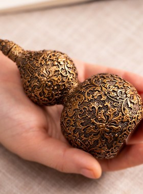 朱炳仁铜 福禄满盈铜葫芦瓶 家居装饰客厅玄关办公室送礼葫芦摆件