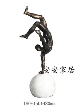 软装家居样板房创意人物钓鱼者装饰酒店会所后现代简约金属摆设