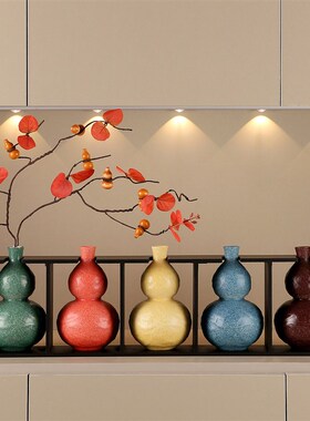 入户玄关招财五福临门葫芦花瓶摆件鞋柜电视柜高级装饰品欢迎回家