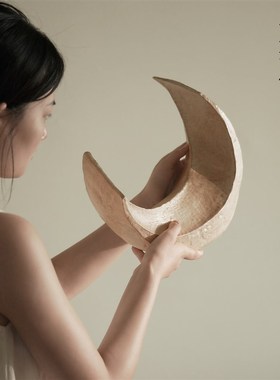 栗石侘寂风覆古做旧几何艺术摆件样板房酒店办公室书房装饰工艺品