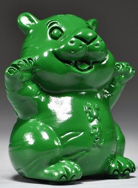 绿色木雕老虎摆件家居客厅摆设生肖虎实木送礼办公桌面装饰品礼品