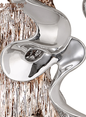 现代大型抽象电镀摆件酒店大堂雕塑艺术品客厅样板房落地玄关摆件