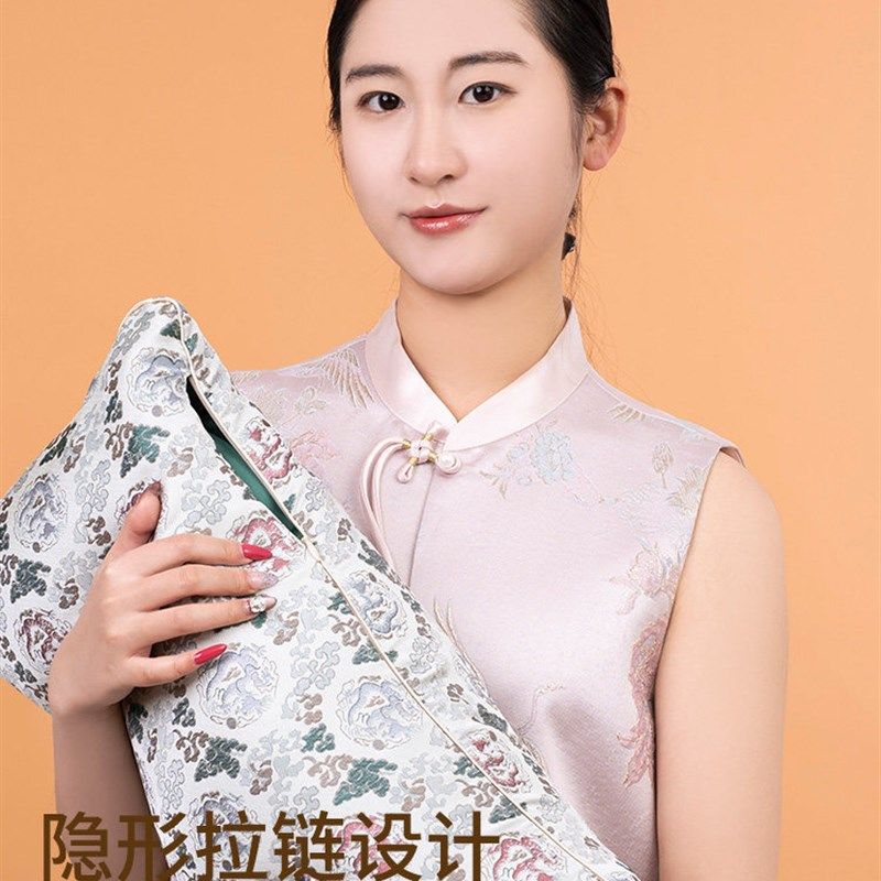 古风宋锦长方形枕荞麦枕头彷古提花护颈丝绸锦缎花草养生透气枕头,淘宝优惠券,粉丝福利购,淘宝优惠卷