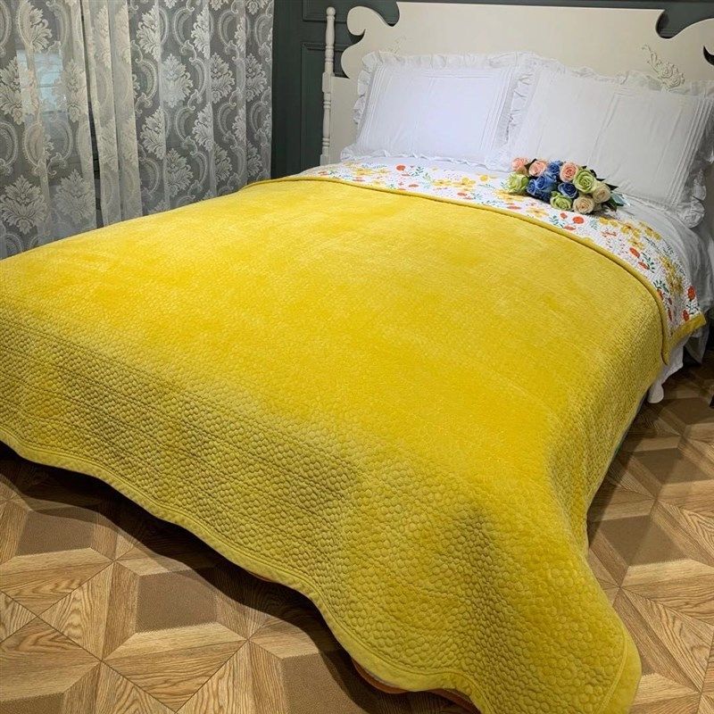 韩式纯色短毛绒加厚冬季保暖绒毯毛毯绗缝被夹棉加绒水洗床单床盖,淘宝优惠券,粉丝福利购,淘宝优惠卷