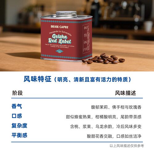 北咖啡 新产季巴拿马翡翠庄园红标瑰夏水洗中浅手冲soe咖啡豆100g - 图0