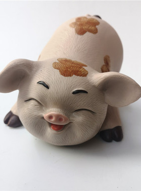石湾公仔陶瓷家居装饰摆件客厅礼品纯手工生肖猪生菜玉米盆满钵满