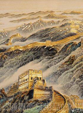 高档铜雕画 画摆台万里长城》饭《厅房书现代禅意摆中式玄关客厅