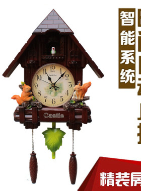 布谷鸟挂钟客厅报时咕咕钟闹钟儿童房装饰时钟个性创意静音石英钟