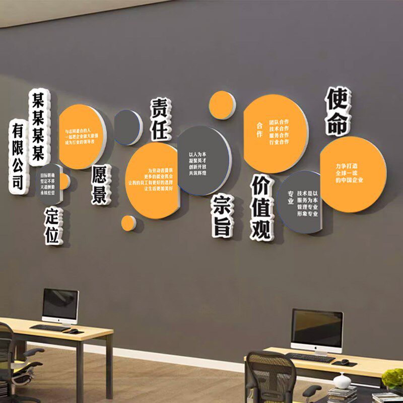办公室布置墙面装饰公司企业会议室文化墙设计团队励志标语背景贴 - 图2