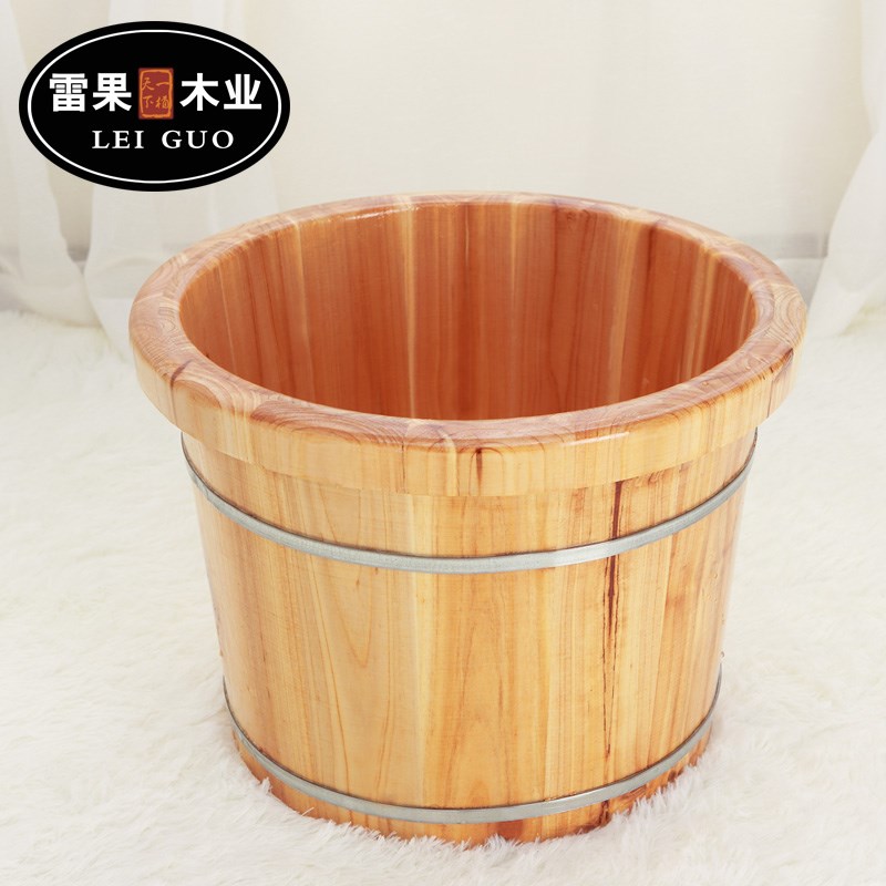 香杉木足浴木盆浴足桶高30cm包边足疗洗脚木桶实木泡脚桶浴足盆 - 图1