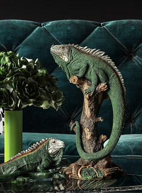 仿真动物蜥蜴摆件工艺品书房客厅变色龙装饰品摆设玄关摆件工艺品