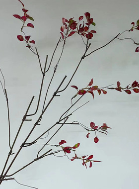 仿真榕树叶枯枝插花假树枝装饰花中式客厅秋色干枝花艺摆件人造花