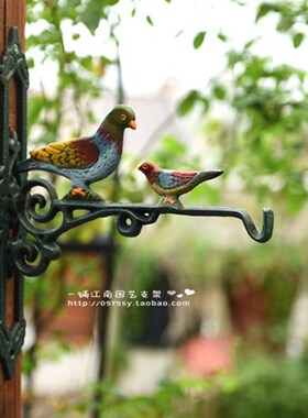 欧式铸铁彩绘鸽子挂钩 花园挂钩 园艺杂货 图案手工绘制双面彩绘