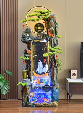 客厅假山流水摆件循环水办公室招财加湿器养鱼缸喷泉景观落地装饰