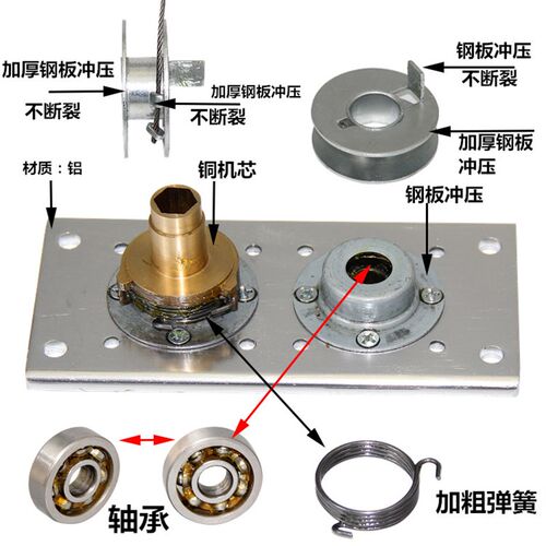 晾衣架手摇器通用阳台手动晒衣架晾衣杆手摇升降晾衣架铜机芯配件 - 图1