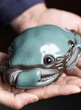 大号螃蟹摆件陶瓷工艺品 钳财横财 家居客厅装饰茶桌桌面摆设礼品