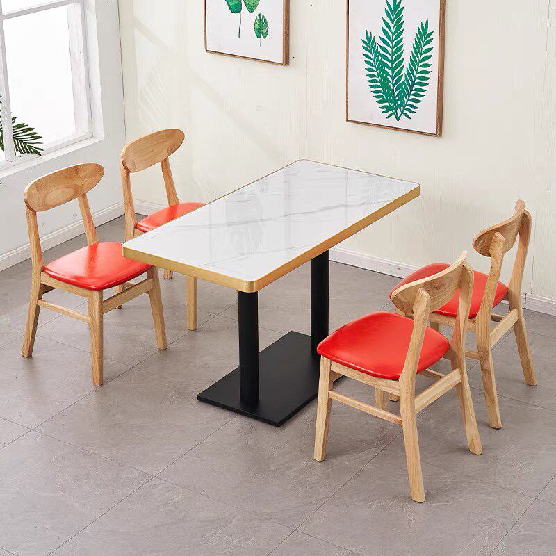 快餐桌椅实木椅凳小吃饭店餐饮商用岩板包金边咖啡汉堡圆方桌,淘宝优惠券,粉丝福利购,淘宝优惠卷