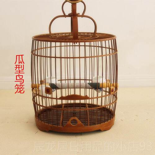 正品画眉鸟笼笼鼓型鸟瓜型鸟笼紫竹鸟紫抛竹光鸟笼子包邮鸟笼笼 - 图1