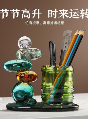 时来运转笔筒摆件客厅玄关酒柜装饰品办公室桌乔迁新居送朋友礼品
