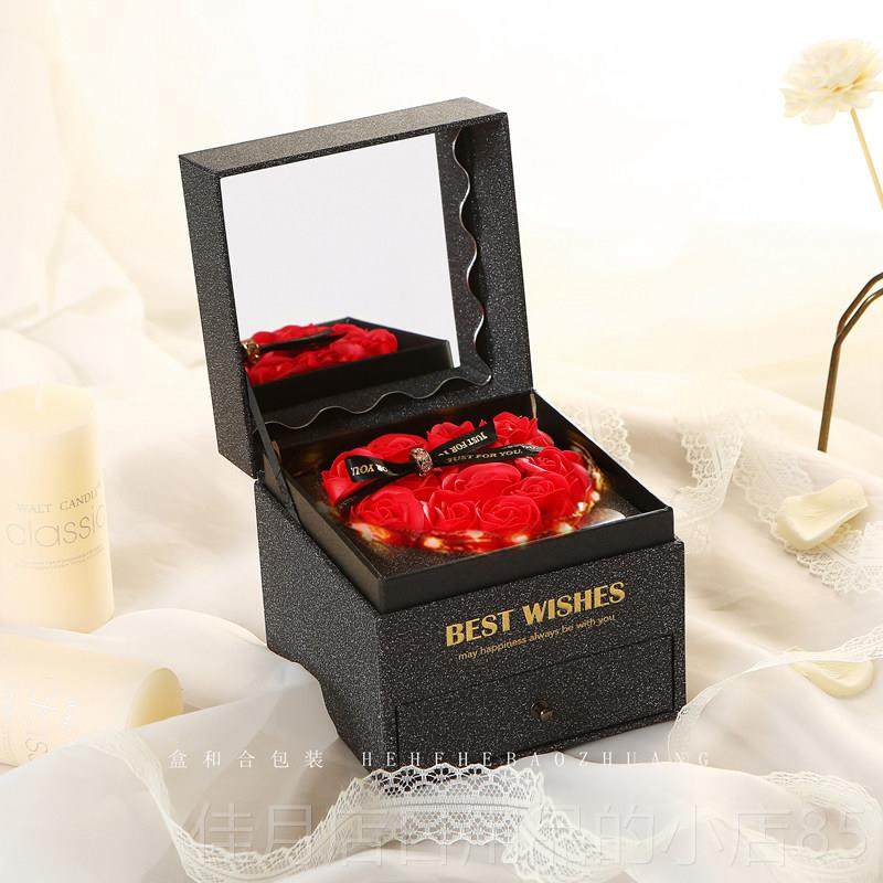 高档七夕情节定制音乐影片礼盒瑰钞票双人层品盒礼生日口红香水空,淘宝优惠券,粉丝福利购,淘宝优惠卷