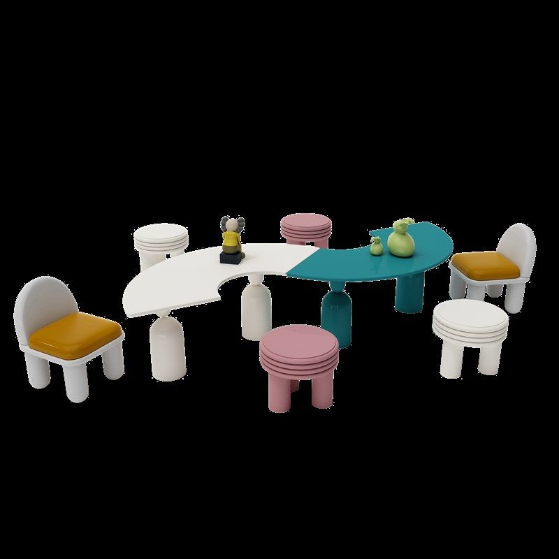 Sales office children's table and chair combination, overhead floor, early education center reading area, solid wood handmade tables and chairs, special-shaped customization