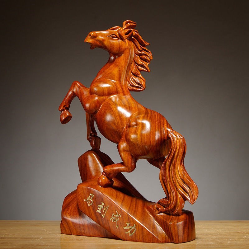 花梨木雕马摆件实木马雕刻工艺品红木马摆件木马摆件家居开业礼品 - 图2
