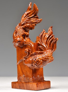 对鱼摆件客厅花梨实木雕刻年年有鱼家居桌面摆设装饰红木质工艺品