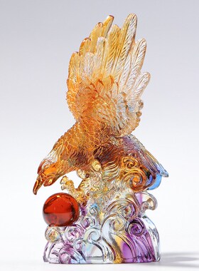 琉璃老鹰大展宏图桌面摆设开业乔迁礼品收藏品茶几办公室高档摆件