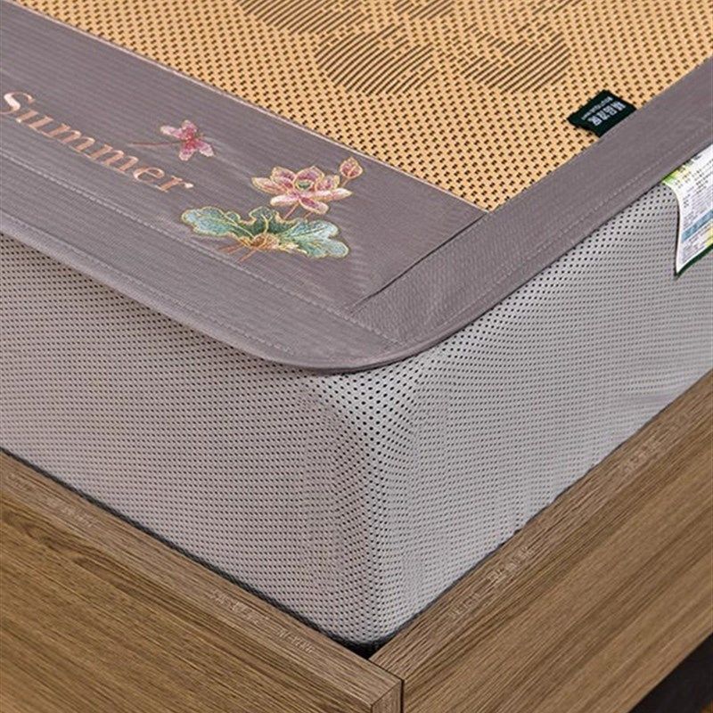 2025新款冰丝凉席三件套席子可折叠软席床笠款床罩藤席防滑母婴级,淘宝优惠券,粉丝福利购,淘宝优惠卷