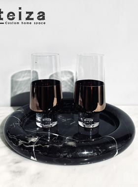 Oteiza现代简约创意大理石托盘摆件软装样板间客厅桌面水磨石果盘