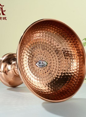 藏村手工红铜果盘高脚贡盘水果盘供杯装饰摆件托盘收纳盘铜碗
