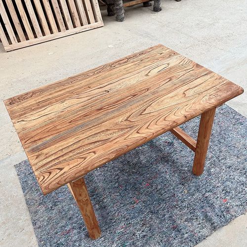 北方老榆木桌子长方形实木茶桌长条桌复古民宿办公简约书桌吧台桌 - 图2