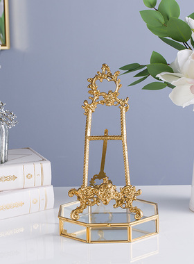 有虞欧式复古金色展示盘架画架做旧手工雕花多功能架家装饰品摆件