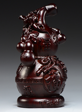 黑檀实木质雕刻葫芦摆件客厅家居玄关摆设装饰红木工艺品乔迁送礼