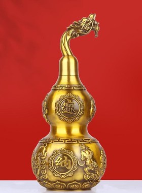 黄铜龙头貔貅招财葫芦铜葫芦铜摆件家居客厅玄关办公室摆设工艺品