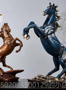 高档新中财式厅玄关马摆件招水办公客室桌风面酒柜摆设家居唐马工