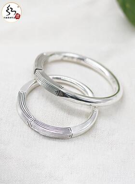 高档红银99足银情侣手镯银 开口实回心光面子 百转千手镯镯可刻字