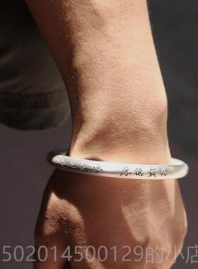 高档手工法999首银手镯女纯银实心情侣饰古品闭口古复传承足银镯