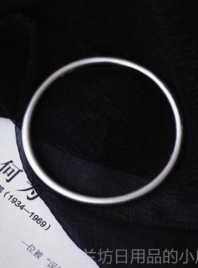 高档999银手镯古法传承手镯对 磨砂款足 克价亲们自己比 女款纯银